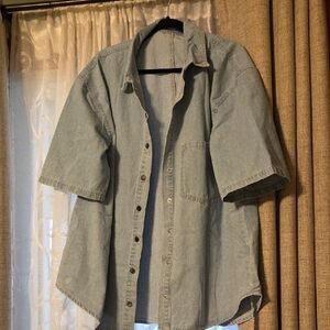 Potli Light Wash Oversized Short Sleeve Denim Top NWT